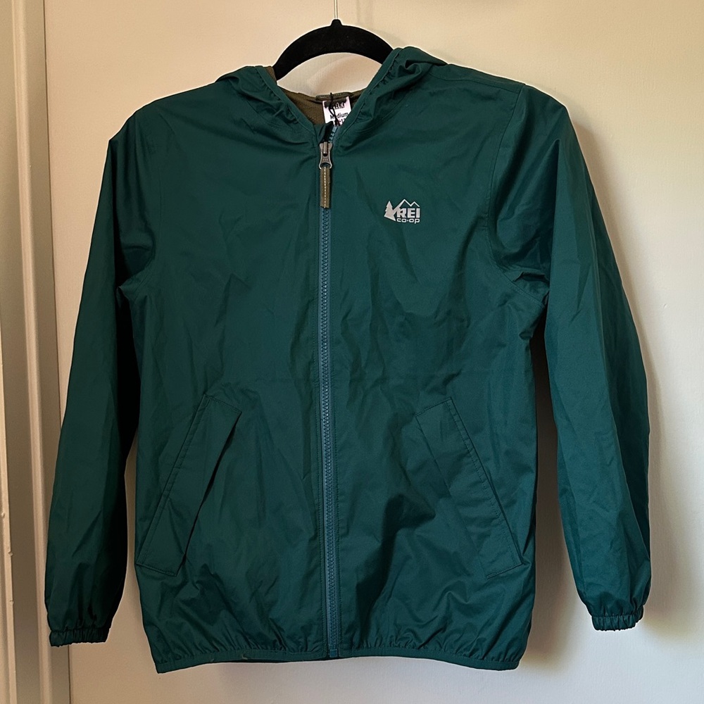 REI Kids Teal wind breaker with Hood